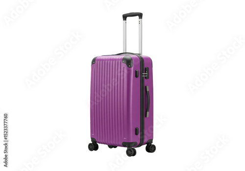 Purple Rolling Suitcase Luggage Bag Wheeled for Travel Isolated Transparent