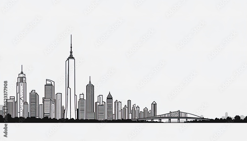 Naklejka premium A graphic illustration of a city skyline.