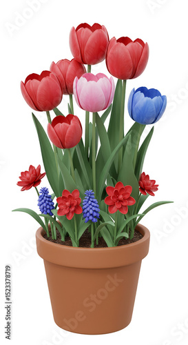 Illustration of Red and Blu...