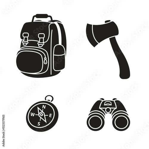 camping equipment silhoutte vector design