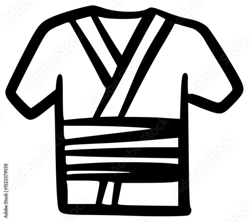 Detailed black outline Japanese kimono garment.