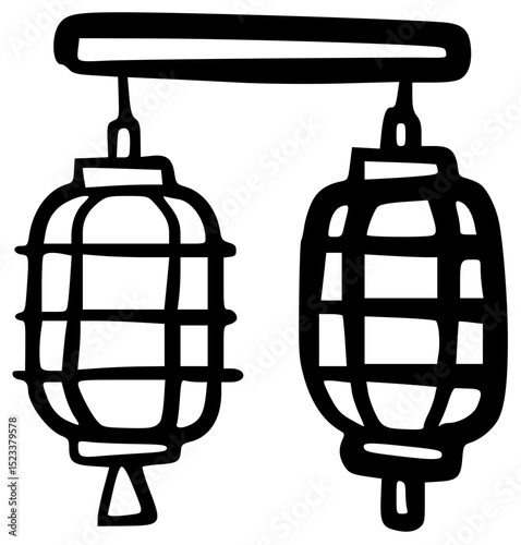Classic black outline Japanese lantern.