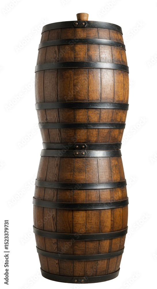Obraz premium Isolated Wooden Barrel with Transparent Background for Beverages and Storage