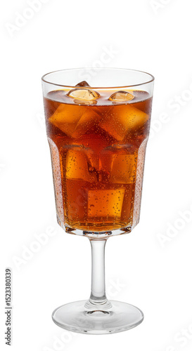 Transparent Glass of Iced Cola Beverage a PNG Illustration with Ice Cubes
