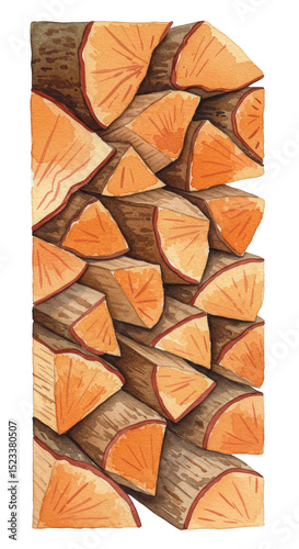 Illustration of Stacked Firewood Logs Timber in Transparent Background