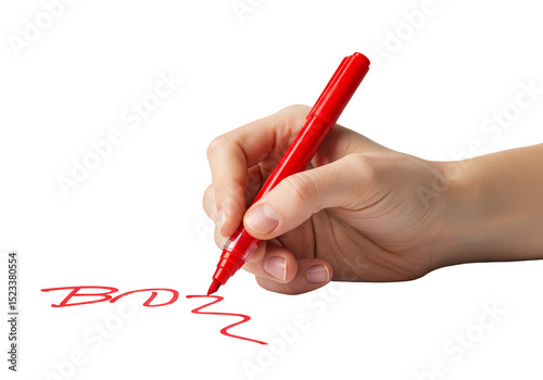 Transparent PNG of Hand Writing with Red Marker on Transparent Backdrop