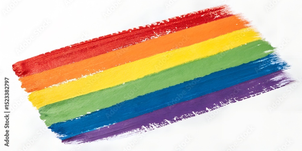 Obraz premium Colorful Pride Rainbow Flag Flutters Against Bright Blue Sky Celebrating Diversity