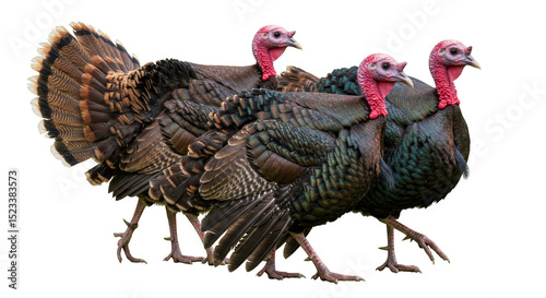 Realistic Photo of Wild Turkey Group on Transparent Background