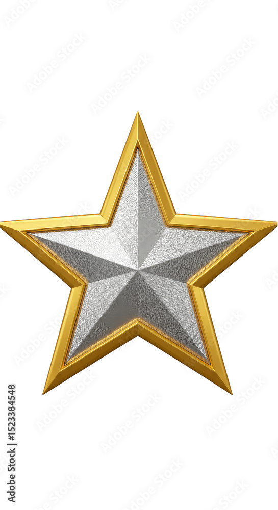 Obraz premium Isolated 3D Gold and Silver Star Metal Award Decoration Shining