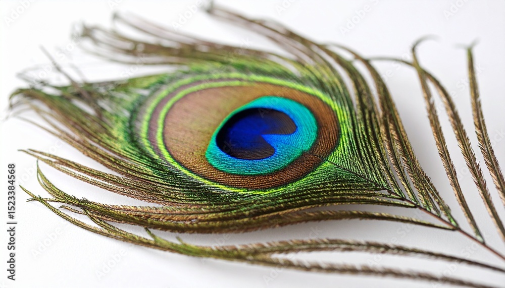 Fototapeta premium A peacock Feather on a white Surface