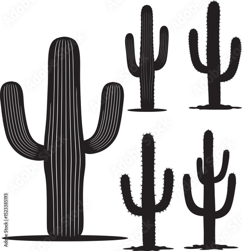 Cactus desert nature scenery vector illustration