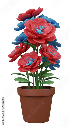 Isolated 3D Render Of Red A...