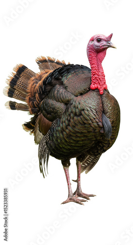Isolated Transparent Background Portrait of Wild Turkey Bird Animal Poultry