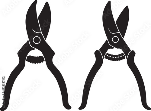 Pruning shears garden tool silhouette vector illustration