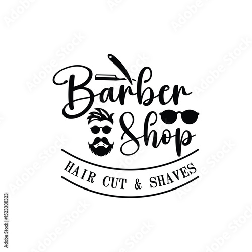 barber shop logo template vector icon design