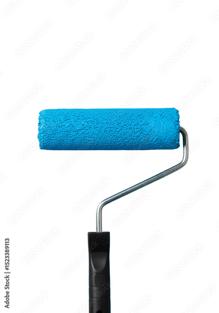 Obraz premium Isolated Blue Paint Roller Brush on Transparent Background for Decoration