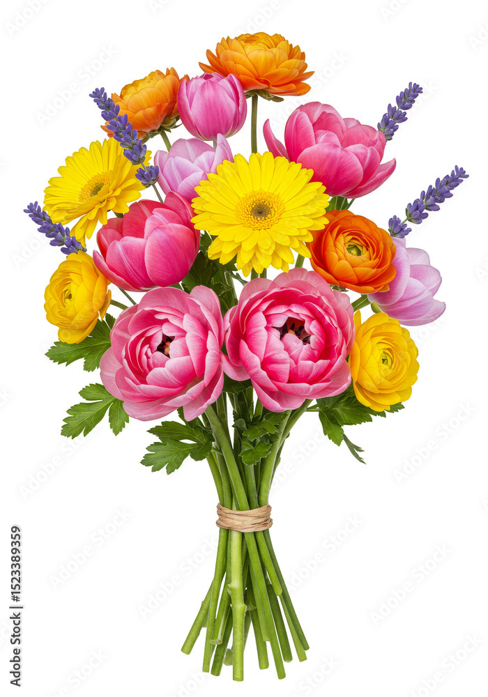 Obraz premium Isolated Bouquet of Ranunculus Gerbera Floral Bloom with Transparent Background