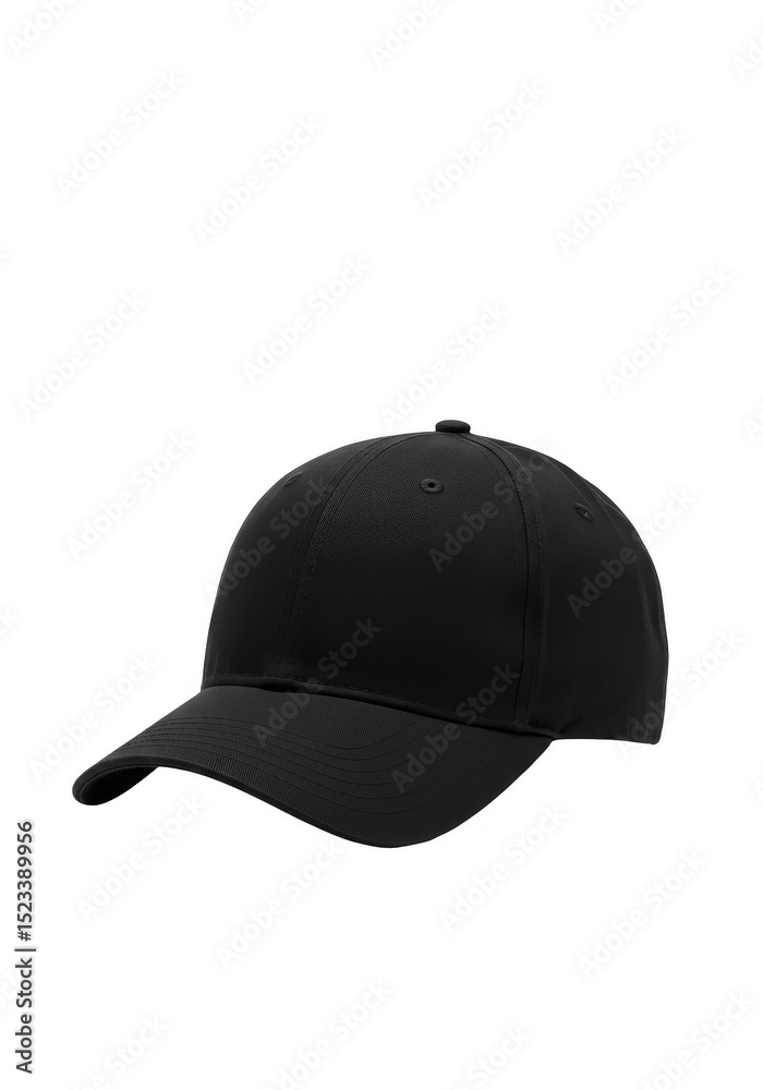 Fototapeta premium Realistic Black Baseball Cap Apparel Headwear Fashion on Transparent BG