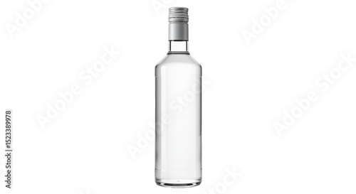 Realistic Empty Clear Alcohol Bottle Mockup with Transparent Background