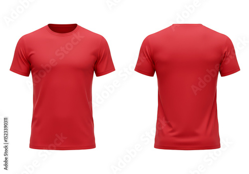 Realistic Image Of Red T-shirt Apparel Clothing Mockup Template Design