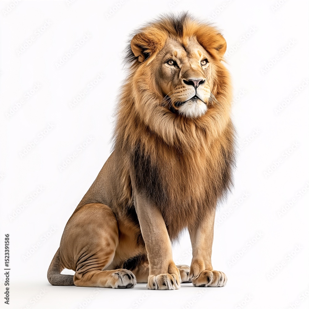 Majestic Male Lion. Powerful King of the Jungle in Wildlife Safari Habitat - Animal Photography Featuring Magnificent Big Cat with Regal Mane Majestic Male Lion. Powerful King of the Jungle in Wildlife Safari Habitat - Animal Photography Featuring Magnificent Big Cat with Regal Mane