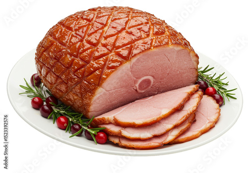 Wallpaper Mural Isolated Transparent Background of Glazed Holiday Ham with Cranberries Torontodigital.ca