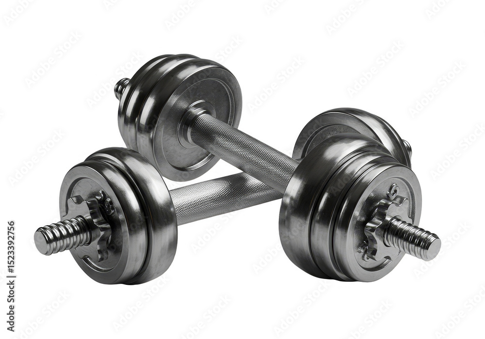 Fototapeta premium Isolated Transparent Background of Metal Dumbbell Weight Fitness Object