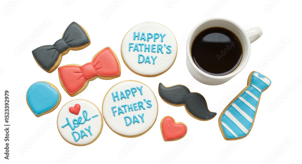 Naklejka premium Isolated Fathers Day Celebration Cookies Cup Of Coffee Illustration