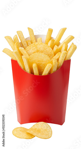Isolated French Fries in Re...