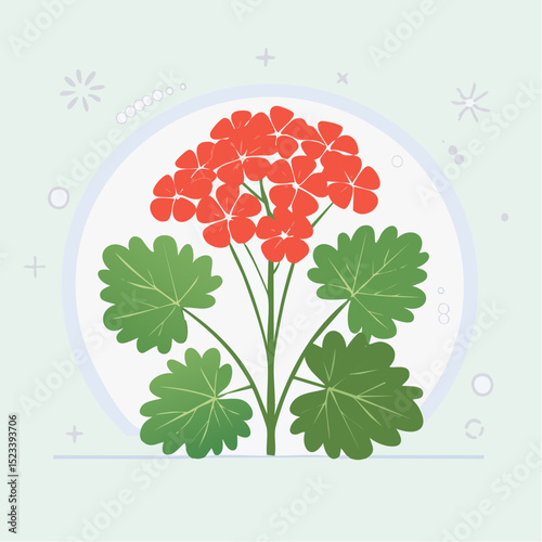 Clean and simple vector illustration of a blooming geranium, perfect for garden-themed design projects