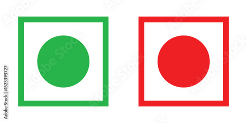 colorful veg non-veg sign icon. vegan food stickers. vegetarian and non vegetarian sign. green dot and red dot in squares for indicating veg and non-veg. vector illustration on transparent background.