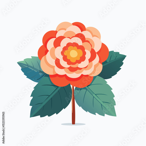 Clean and simple vector illustration of a blooming begonia, perfect for garden-themed design projects