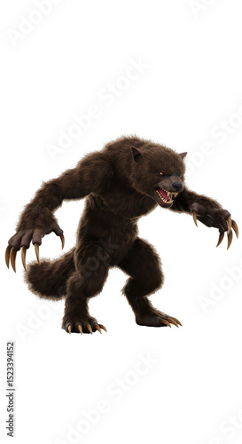 Isolated Furry Brown Werewo...