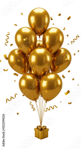 Isolated Golden Balloons wi...