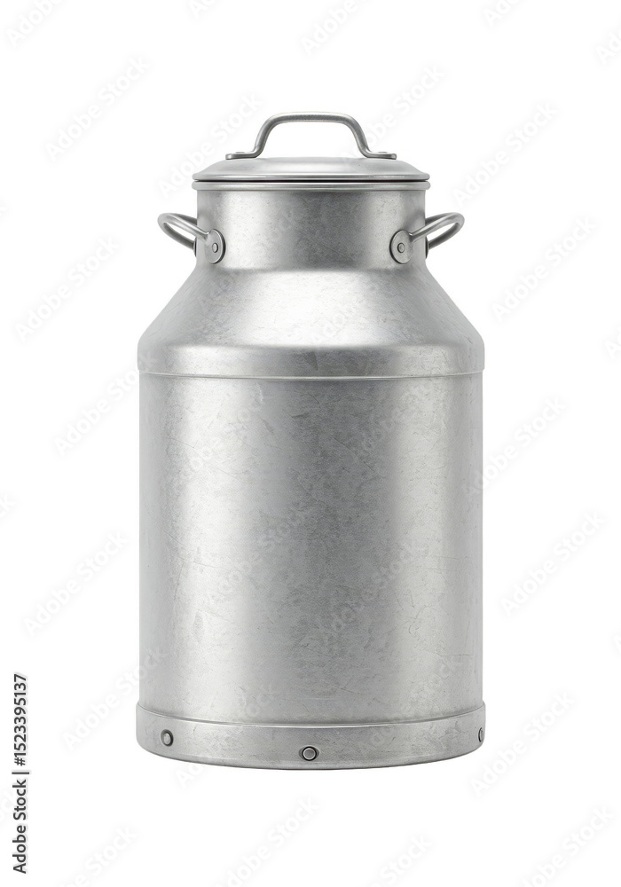 Isolated Transparent Silver Milk Can Made from Metal for Dairy Farm Isolated Transparent Silver Milk Can Made from Metal for Dairy Farm