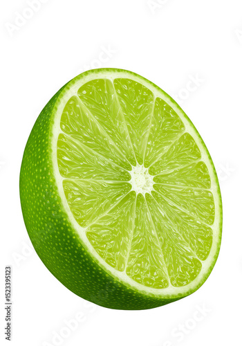 Isolated Half Cut Lime Fruit Against Transparent Background Food Slice