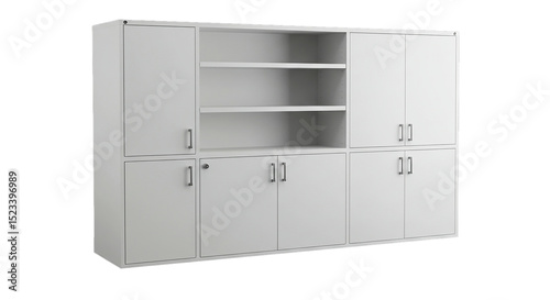 modern white office storage cabinet with a minimalist rectangular design