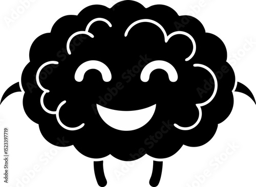 Happy Brain Silhouette Vector Illustration 