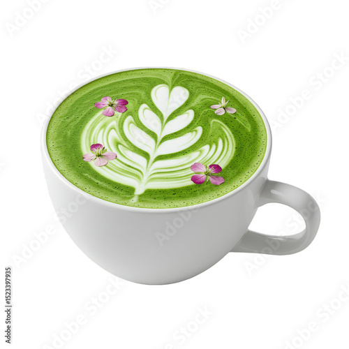 Isolated Matcha Latte Art F...