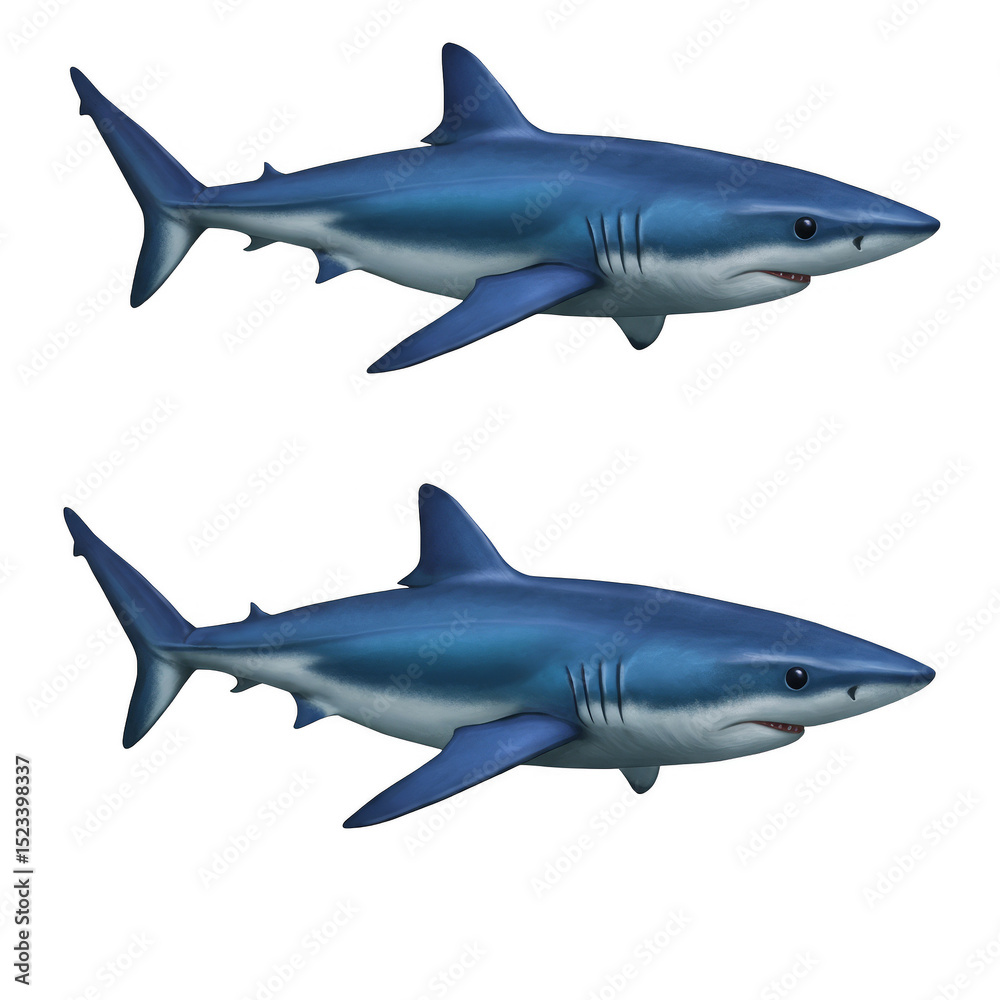 Obraz premium Realistic Illustration of Two Great White Shark on Transparent Background