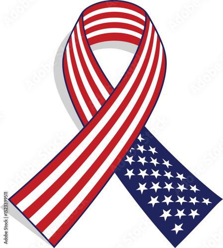 American flag ribbon awareness symbol for patriotic support
