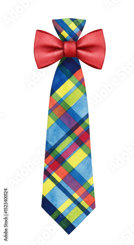 Isolated Plaid Tie With Red...