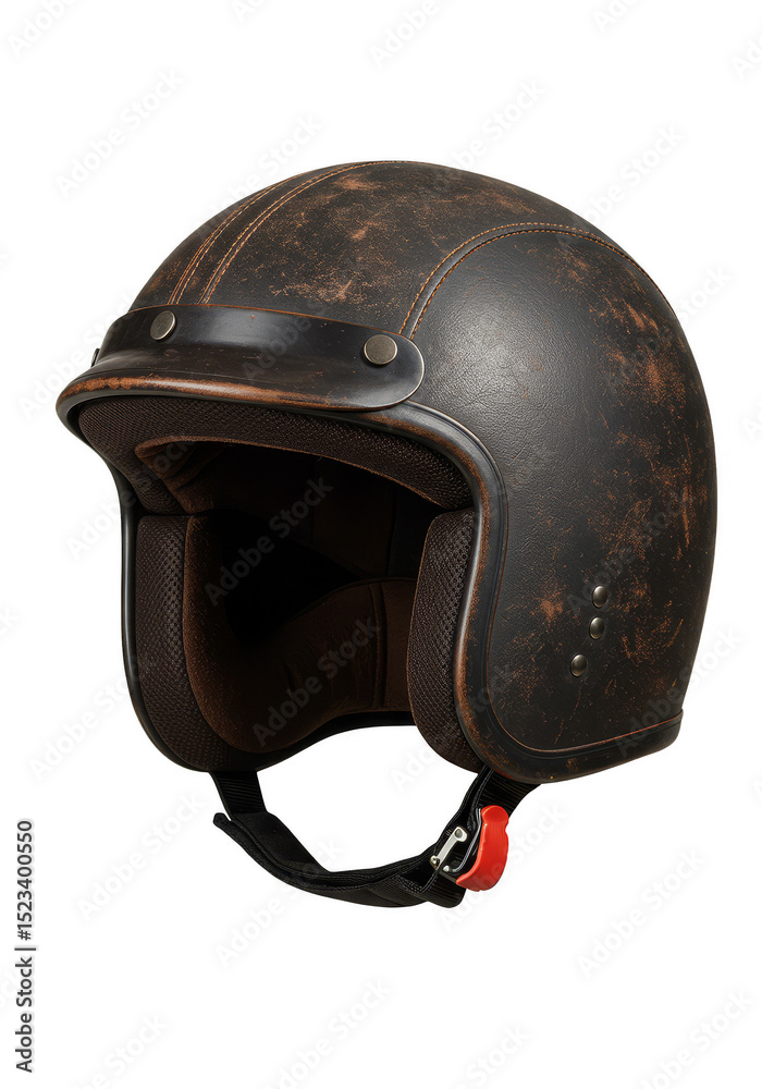 Naklejka premium Vintage Black Motorcycle Helmet Protective Gear on Transparent Background
