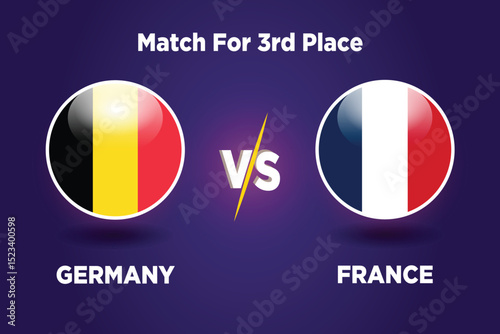 Germany vs France broadcast template for sports UEFA Nations League 2025. Football or soccer tournament vector illustration graphics. GER VS FRA.