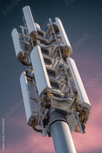 Wallpaper Mural Cell Tower Against Sunset Sky, Showcasing Network Infrastructure and Telecommunications Advancement for Business Connectivity and Modern Technology : Generative AI Torontodigital.ca