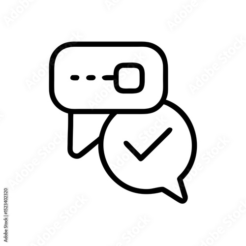 Speech bubbles with checkmark: representing communication, dialogue, and confirmation