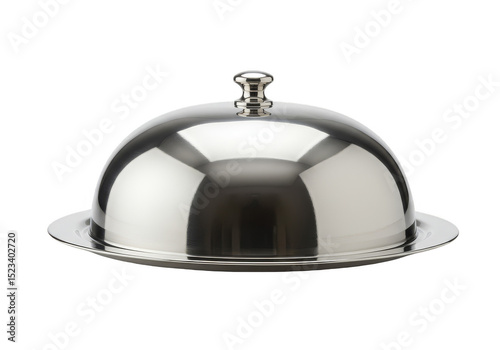 Isolated Silver Serving Dish Cloche Food Cover with Transparent Background