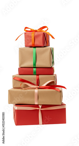 Isolated Stack Of Gifts Box...