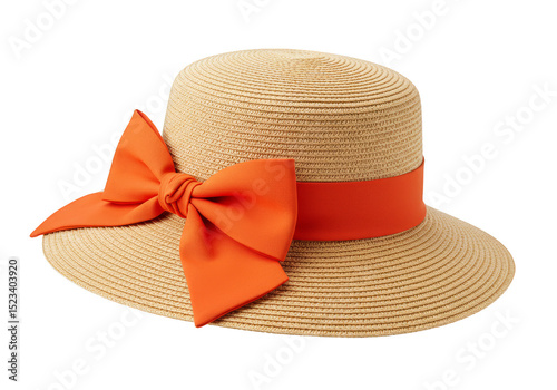 Isolated Straw Hat with Ora...