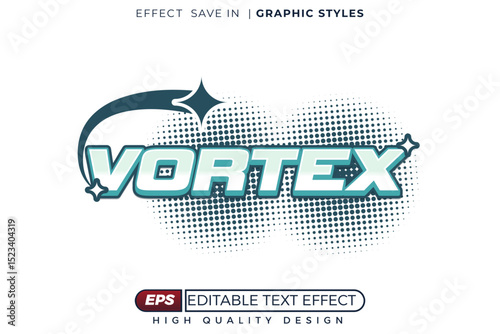 Editable 3d vector text effect vortex with y2k theme